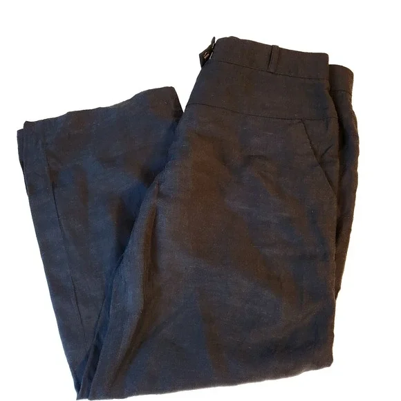 Veronica Beard Womens Ankle Pants Size 8 Black Wide Leg Linen Blend Minimalist - Picture 1 of 15